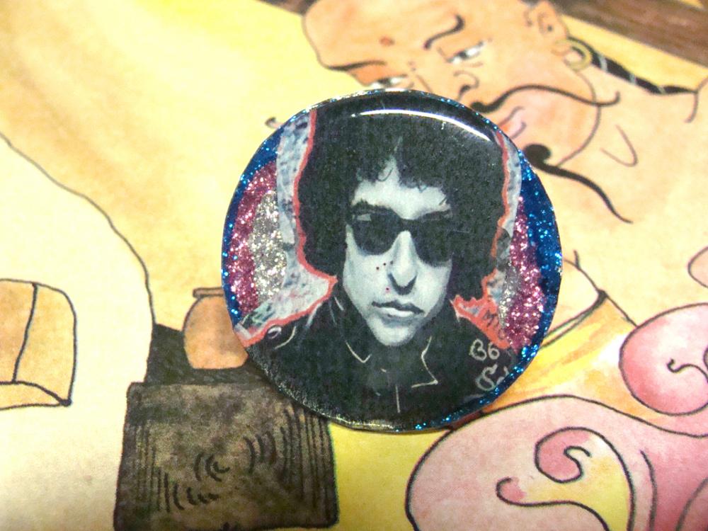 BOB DYLAN ooak glitter resin ring