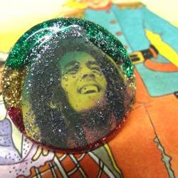 BOB MARLEY statement glitter resin ring, ooak