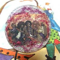 FOREVER 27 Janis Joplin Jimi Hendrix Jim MORRISON Brian Jones Kurt Cobain Skeletons Glitter Resin Ring Nirvana Rolling Stones Skull Guitar