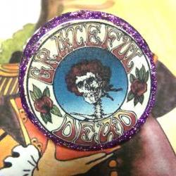 GRATEFUL DEAD LOGO glitter resin ooak psychedelic ring