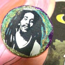 BOB MARLEY glitter resin ring, psychedelic, hippy, ooak